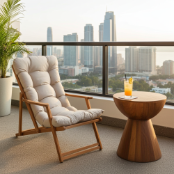 Katlanabilir Ahşap Sezlong Sandalye | Minderli Konfor ve Şıklık | Armut Koltuk Al