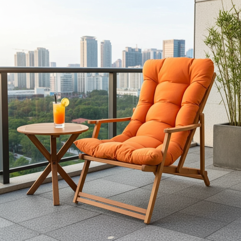 Katlanabilir Ahşap Sezlong Sandalye | Minderli Konfor ve Şıklık | Armut Koltuk Al