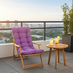 Katlanabilir Ahşap Sezlong Sandalye | Minderli Konfor ve Şıklık | Armut Koltuk Al