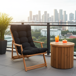 Katlanabilir Ahşap Sezlong Sandalye | Minderli Konfor ve Şıklık | Armut Koltuk Al